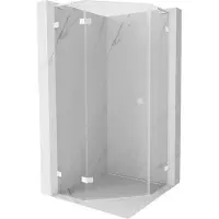 Mexen Lunar L vijfhoekige douchecabine scharnierend links 90 x 90 , transparant, wit - 831L-090L-090P-20-00-L