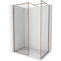Mexen Kioto-XF douchewand Walk-in met frame 150 x 110 , transparant 10 mm, roze goud - 800-150-202-04-60-110-XF