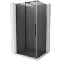 Mexen Velar schuifbare douchecabine 120 x 100 , grafiet, geborsteld koper - 871-120-100-41-65