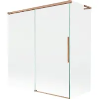Mexen Rox L badscherm 2-delig schuifbaar 150 + 70 x 150 , transparant, geborsteld koper - 8C9L-150-070-65-00