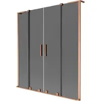 Mexen Velar L Duo dubbele schuifbare badwand 150 x 150 , grafiet, geborsteld koper - 896-150-003-42-65