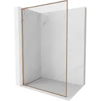 Mexen Kioto-XF L douchewand Walk-in met frame 120 x 202 , transparant 10 mm, geborsteld koper - 800-120-174-65-00-XF