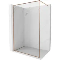 Mexen Kioto-F douchewand Walk-in met frame 100 x 202 , transparant 8 mm, geborsteld koper - 800-100-104-65-00