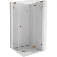 Mexen Lunar L vijfhoekige douchecabine scharnierend rechts 90 x 90 , transparant, roze goud - 831L-090P-090L-60-00-P