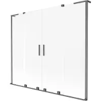 Mexen Velar L Duo badwand 2-delige schuifdeur 170 x 150 cm, ijsvorming, geborsteld grijs - 896-170-003-32-66