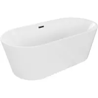 Mexen Luna vrijstaande badkuip 180 x 80 , wit, zwarte overloop - 52031808000-70