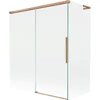 Mexen Rox L badwand 2-delig schuifbaar 140 + 70 x 150 , transparant, geborsteld koper - 8C9L-140-070-65-00