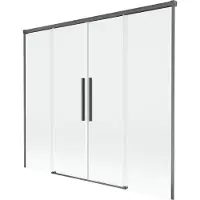 Mexen Rox badwand 2-delig schuifbaar 190 x 150 , transparant, gun grijs geborsteld - 8C9-190-002-66-00