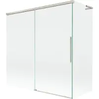 Mexen Rox L badscherm, 2-delig uitschuifbaar 160 + 75 x 150 , transparant, geborsteld nikkel - 8C9L-160-075-97-00
