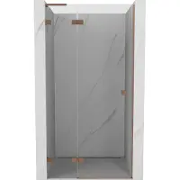 Mexen Lunar L scharnierende douchedeur links 90 , transparant, geborsteld koper - 834L-090-000-65-00-L