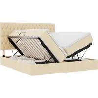 vidaXL Opbergbed met hoofdeinde met opslag Crème 180 x 200 cm Stof