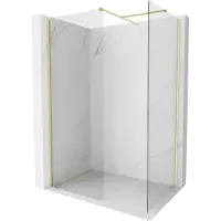 Mexen Kioto-X douchewand Walk-in 110 x 80 , transparant 10 mm, goud geborsteld - 800-110-202-55-00-080-X