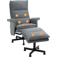 Aosom massagestoel met voetbank, elektrische tv-stoel met linnenlook