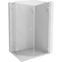 Mexen Lunar L vijfhoekige douchecabine scharnierend links 80 x 90 , transparant, geborsteld nikkel - 831L-080L-090P-97-00-L
