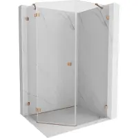 Mexen Lunar vijfhoekige douchecabine scharnierend links 80 x 90 cm, transparant, geborsteld koper - 831-080L-090P-65-00-L