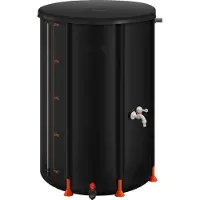 Latios Regenton - Opvouwbare Regenwaterton 250 L - 500D PVC - Met Kraan - Overloopset - Draagbaar - Zwart