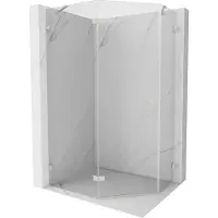 Mexen Lunar vijfhoekige douchecabine scharnierend links 100 x 80 cm, transparant, geborsteld nikkel - 831-100L-080P-97-00-L