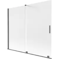 Mexen Velar badwand tweevleugelig schuifbaar 180 x 150 cm, rijp, geborsteld kanongrijs - 896-180-000-31-66