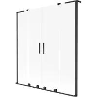 Mexen Velar L Duo badwand 2-delig schuifbaar 140 x 150 cm, matglas, zwart - 896-140-003-32-70