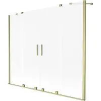 Mexen Velar Duo badwand scherm 2-delige schuif 200 x 150 cm, mat glas, geborsteld goud - 896-200-000-32-55