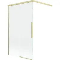 Mexen Rox badwand 2-delig schuifbaar 100 x 150 , transparant, geborsteld goud - 8C9-100-003-55-00