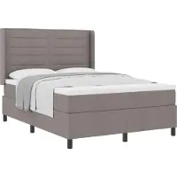 vidaXL Boxspring bed met matras met hoofdeinde Taupe 200 x 140 cm Stof