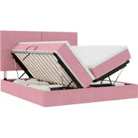 vidaXL LED opbergbed met matras Roze 180 x 200 cm Fluweel