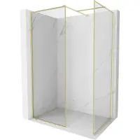 Mexen Kioto-XF douchewand Walk-in met frame 130x110 , transparant 10 mm, goud geborsteld - 800-130-202-04-55-110-XF