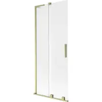 Mexen Velar L badwand 2-delige schuifdeur 80 x 150 cm, matglas, goud geborsteld - 896-080-003-31-55