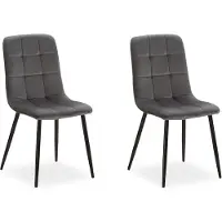 Homestyle4u Eetkamerstoelen, set van 2. Eettafelstoelen, grijs, fluweel. Eetkamerstoelen, keukenstoelen, gestoffeerde stoelen, modern design