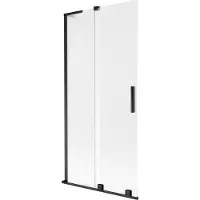 Mexen Velar L douchewand voor bad, 2-delige schuifdeur 95 x 150 cm, matglas, zwart - 896-095-003-31-70