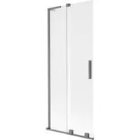 Mexen Velar L badwand scherm 2-delig schuifbaar 85 x 150 cm, matglas, gepolijst metaal - 896-085-003-31-95