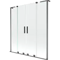 Mexen Velar L Duo badwand 2-delige schuifwand 150 x 150 , transparant, geborsteld kanon grijs - 896-150-003-02-66