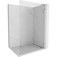 Mexen Lunar L douchewand Walk-in rechts 50 x 200 , transparant 8 mm, geborsteld koper - 830L-050-000-65-00-P