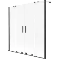 Mexen Velar Duo badscherm 2-delig verschuifbaar 150 x 150 , ijsglas, geweer metaal - 896-150-000-32-95