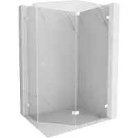 Mexen Lunar vijfhoekige douchecabine draaiend rechts 100 x 90 cm, transparant, wit - 831-100P-090L-20-00-P