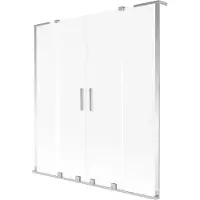 Mexen Velar L Duo badwand scherm 2-delig schuifbaar 140 x 150 cm, ijsvorming, chroom - 896-140-003-32-01
