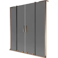 Mexen Velar L Duo badwand scherm 2-delig schuifbaar 150 x 150 , grafiet, roze goud - 896-150-003-42-60