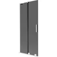 Mexen Velar L badwand 2-delig schuifbaar 80 x 150 , grafiet, wit - 896-080-003-41-20