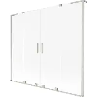 Mexen Velar L Duo badwand tweedelig schuifbaar 180 x 150 cm, ijs, geborsteld nikkel - 896-180-003-32-97