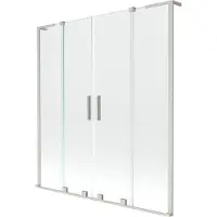 Mexen Velar L Duo badwand 2-delige schuifdeur 150 x 150 , transparant, geborsteld nikkel - 896-150-003-02-97