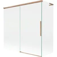 Mexen Rox L badscherm 2-delig schuifbaar 160 + 70 x 150 , transparant, geborsteld koper - 8C9L-160-070-65-00
