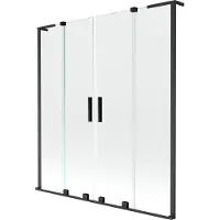 Mexen Velar L Duo badwand 2-delige verschuifbaar 160 x 150 , transparant, zwart - 896-160-003-02-70