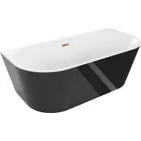Mexen Oval vrijstaande inbouwbad 140 x 75 , wit/zwart, overloop roségoud - 52671407575-60