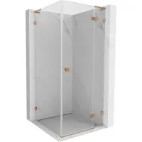 Mexen Lunar L douchecabine met openslaande deur, rechts 90 x 90 , transparant, geborsteld koper - 834L-090-090-65-00-P