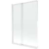 Mexen Fox badscherm, 2-delig schuifbaar, 120 x 150 , transparant, wit - 891-120-002-20-00
