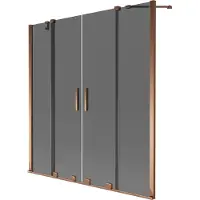 Mexen Velar Duo badwand 2-vleugelig uitschuifbaar 150 x 150 , grafiet, roze goud - 896-150-000-42-60