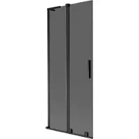 Mexen Velar L badwandpaneel 2-delig schuifbaar 85 x 150 , grafiet, zwart - 896-085-003-41-70