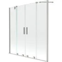 Mexen Velar Duo badwand 2-delige uitschuifbaar 140 x 150 , transparant, geborsteld nikkel - 896-140-000-02-97
