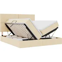 vidaXL Opbergbed met hoofdeinde met opslag Crème 200 x 200 cm Stof